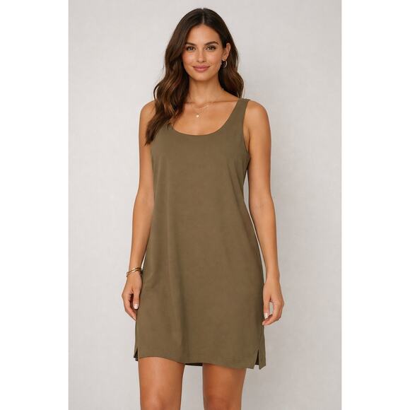 Active by Old Navy Pants - PowerSoft Square Neck Athletic Skort Dress OliveGreen XXLT AthleisureSporty Chic